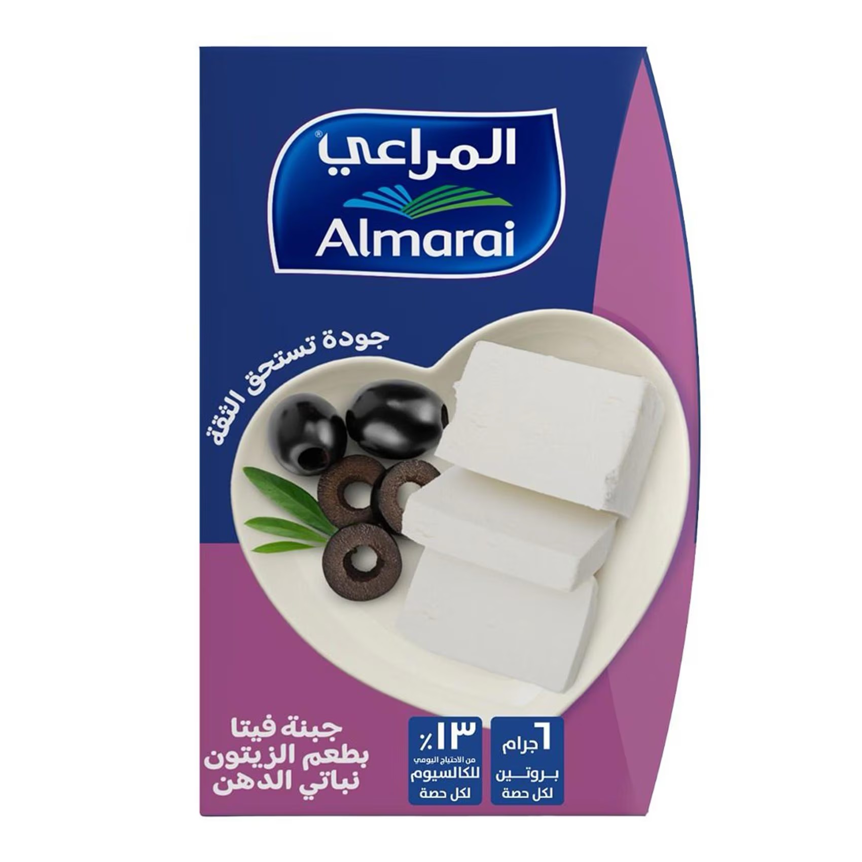 المراعي جبنة فيتا نباتي الدهن بطعم الزيتون - 250 جرام